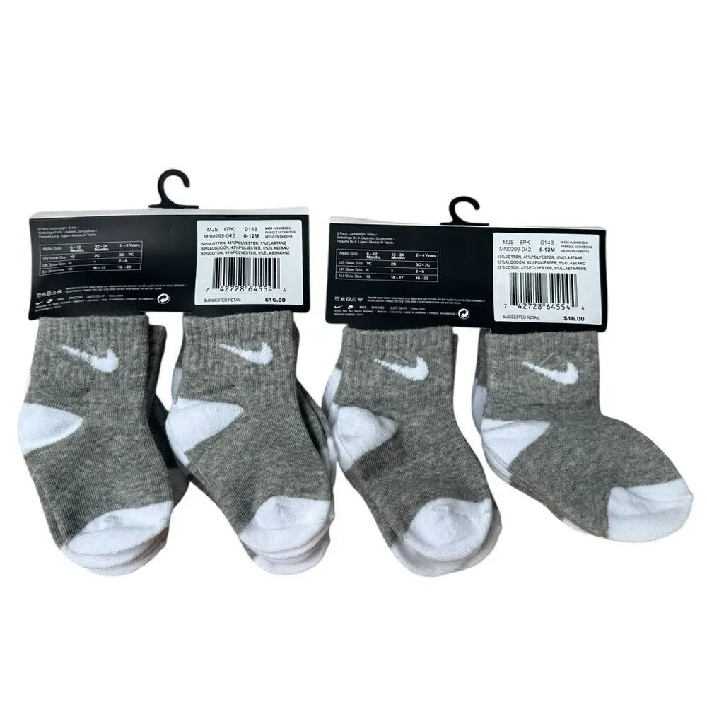 Nike baby 12 Pairs Lightweight Ankle Socks Size 6-12 months NWT